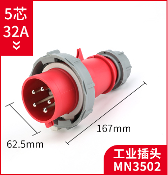 5芯32A工业插头 MNIEKNES国曼插头MN3502 IP67 380V 3P+E+N