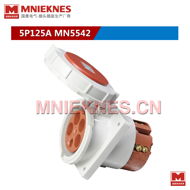 5P125A工业斜装插座 MNIEKNES防水插座MN5542 380V 3P+N+E IP67